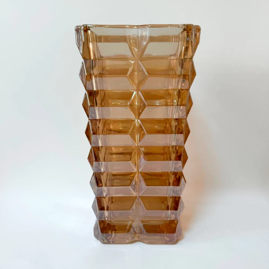 Ваза Golden Cube, 24 см, скляна, золотиста