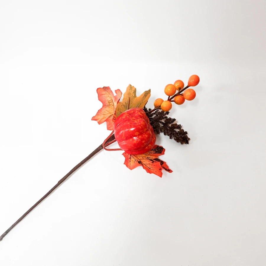 Декоративна гілка Pumpkin Charm, 28 см, помаранчева