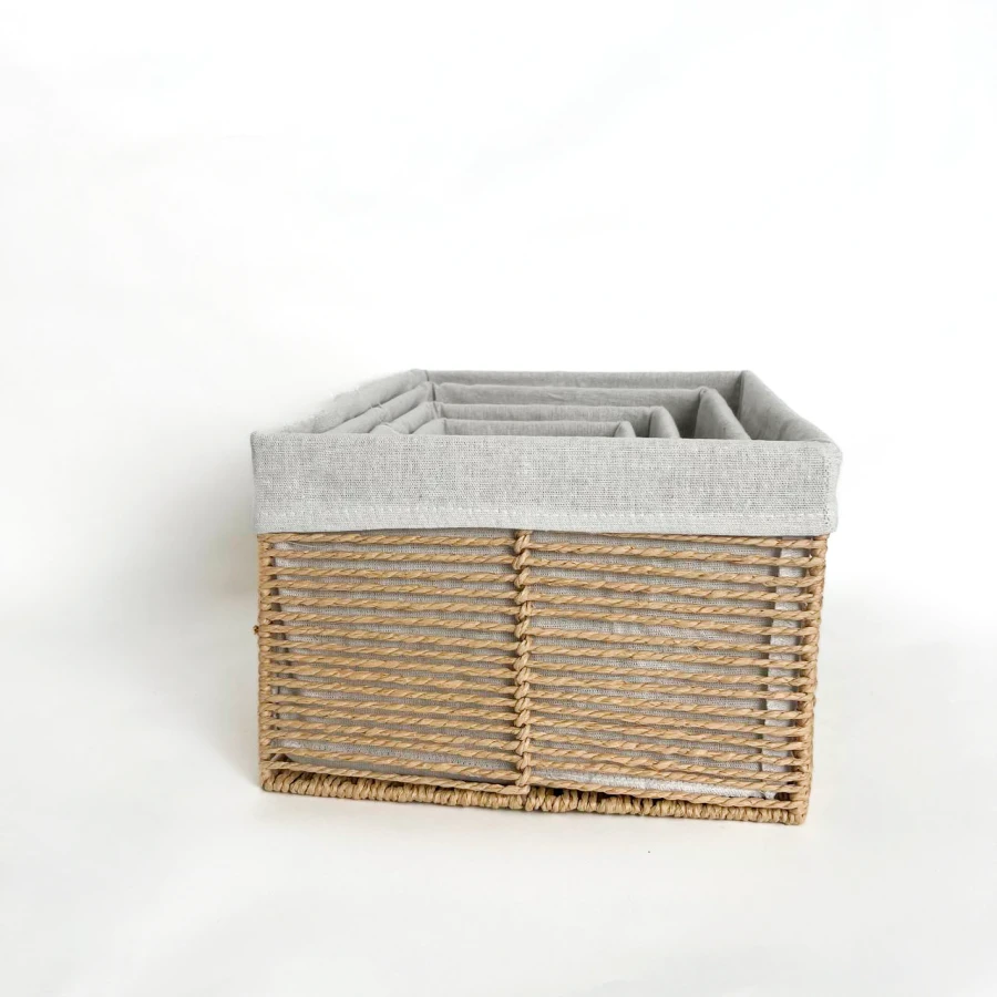 Набір кошиків для зберігання Classic Linen, 4 шт, прямокутні, молочні