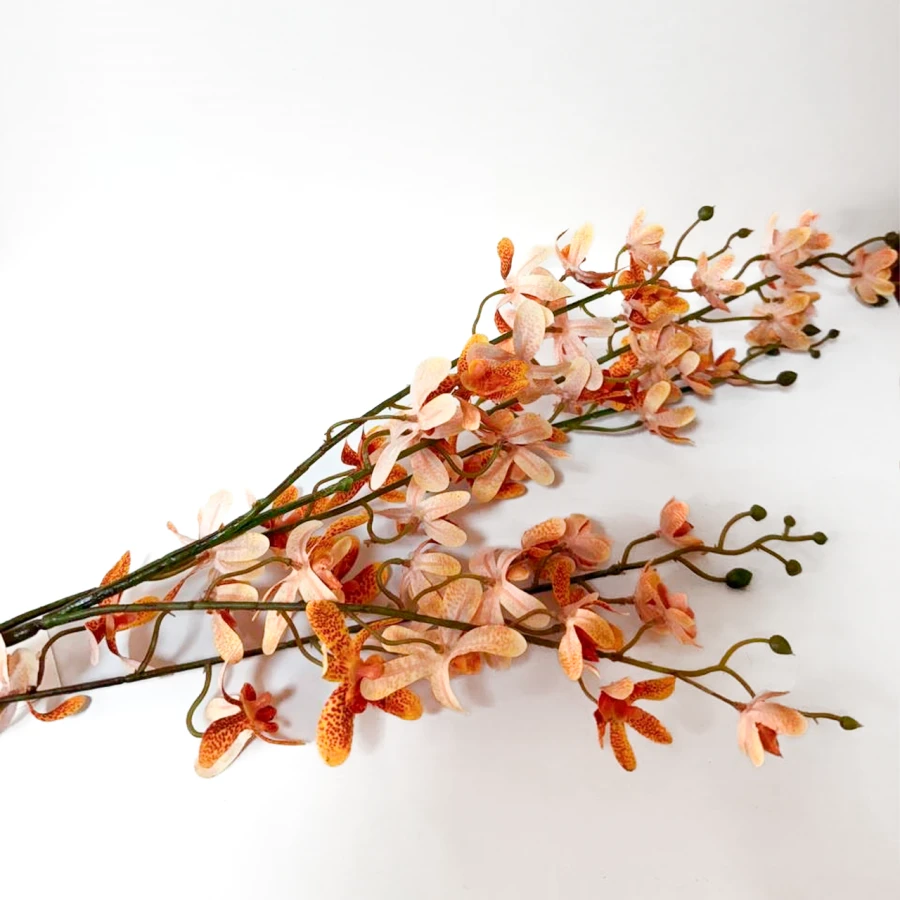 Штучна квітка Amber Orchid, 5 бутонів, помаранчева