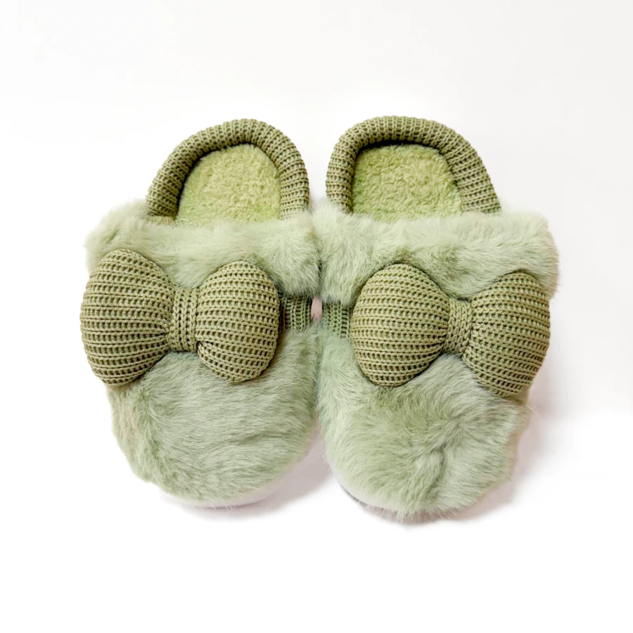 Дитячі домашні капці Cozy Bow, розмір 30–35, салатові