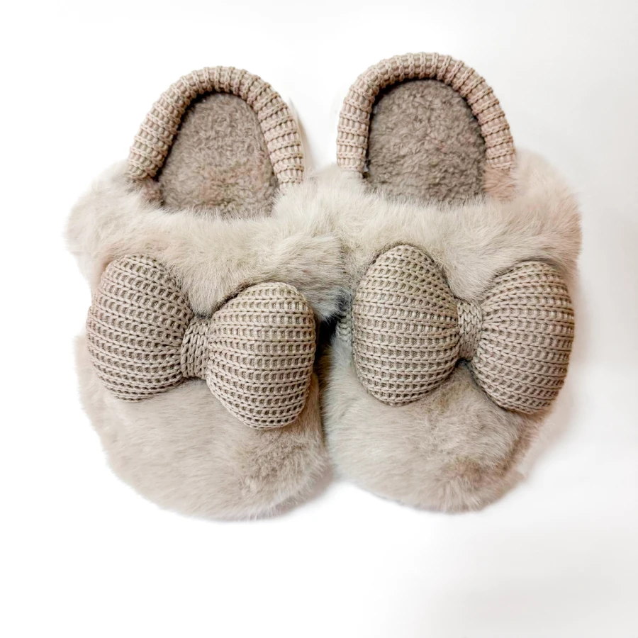 Дитячі домашні капці Cozy Bow, розмір 30–35, молочні