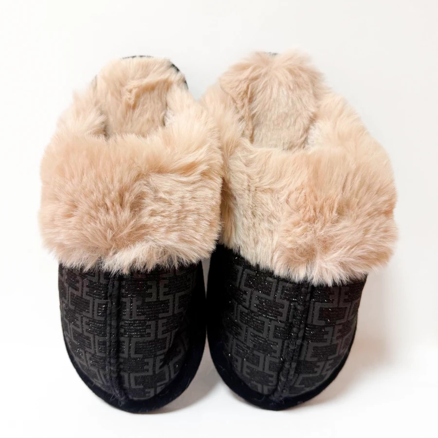 Домашні капці Warm Pattern, розмір 36–41, чорні
