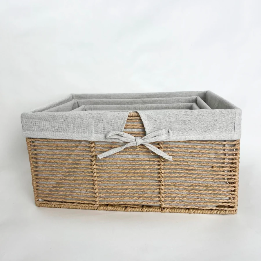 Набір кошиків для зберігання Classic Linen, 4 шт, прямокутні, сірі