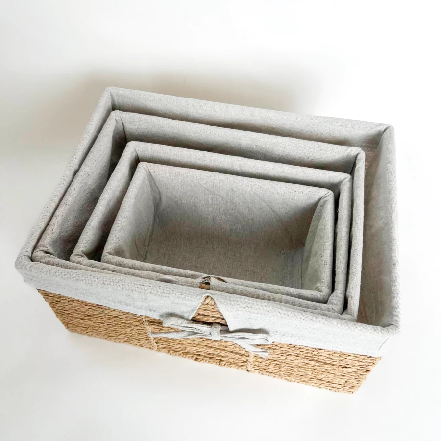 Набір кошиків для зберігання Classic Linen, 4 шт, прямокутні, сірі