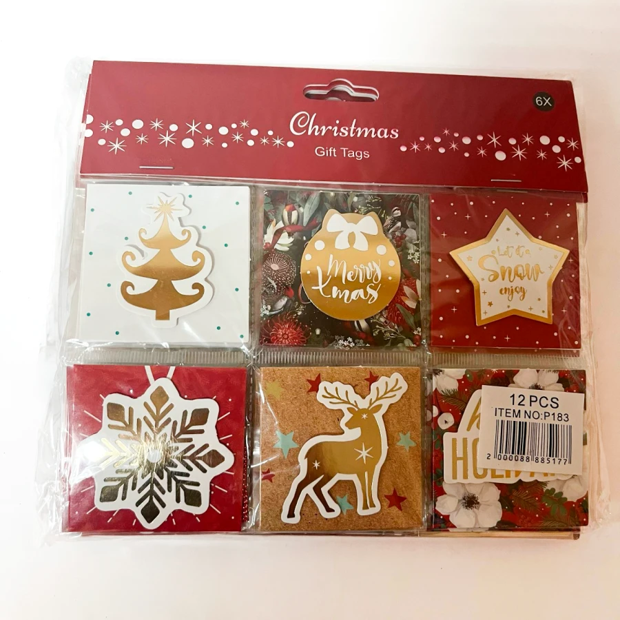 Набір різдвяних бірок Gift Stories, 6 шт, паперові, з малюнками