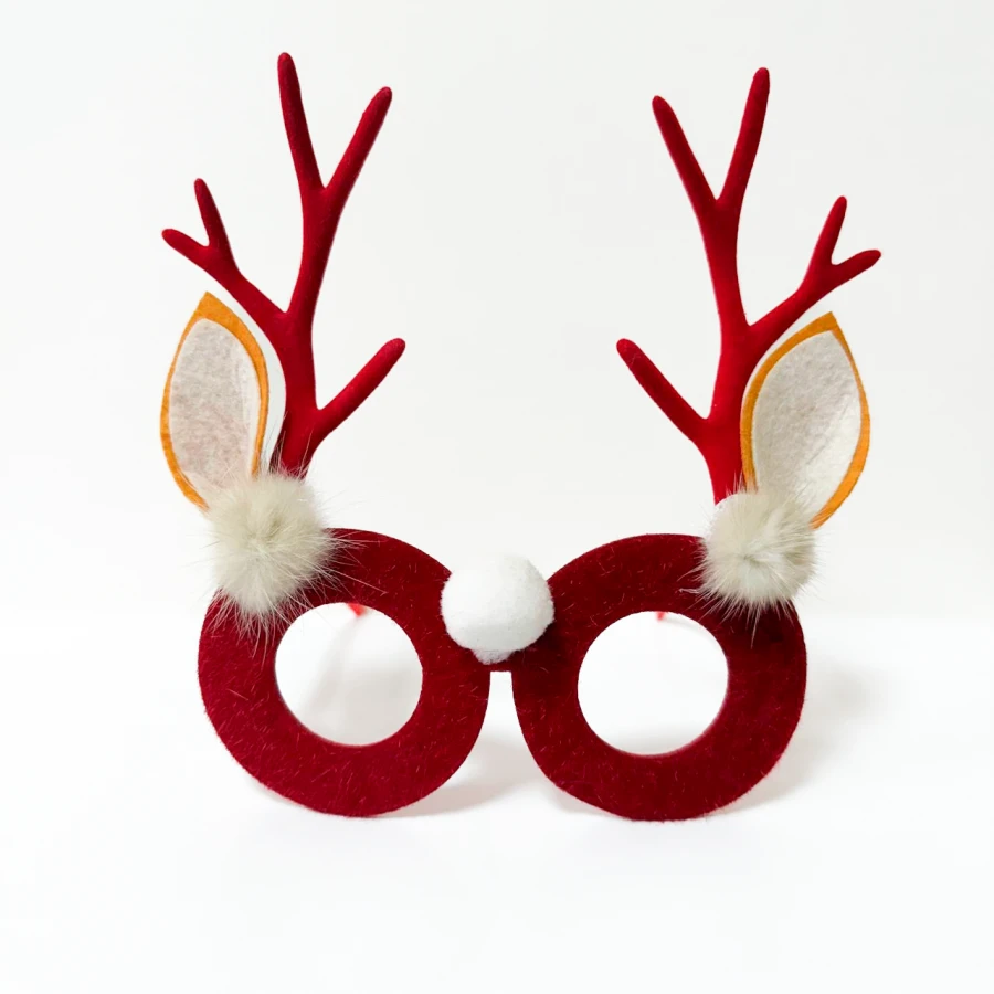 Різдвяні окуляри Reindeer Glow, пластикові, червоні, з декором