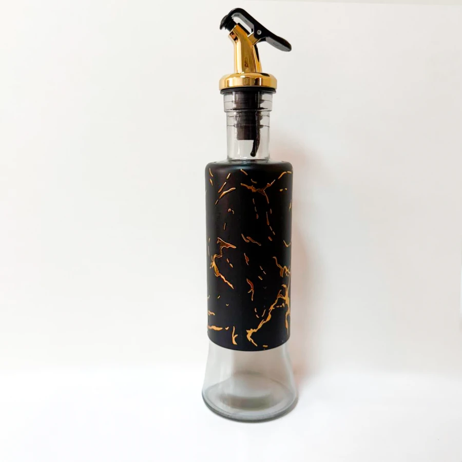 Пляшка для олії Marble Flow з дозатором, 300 мл, чорна