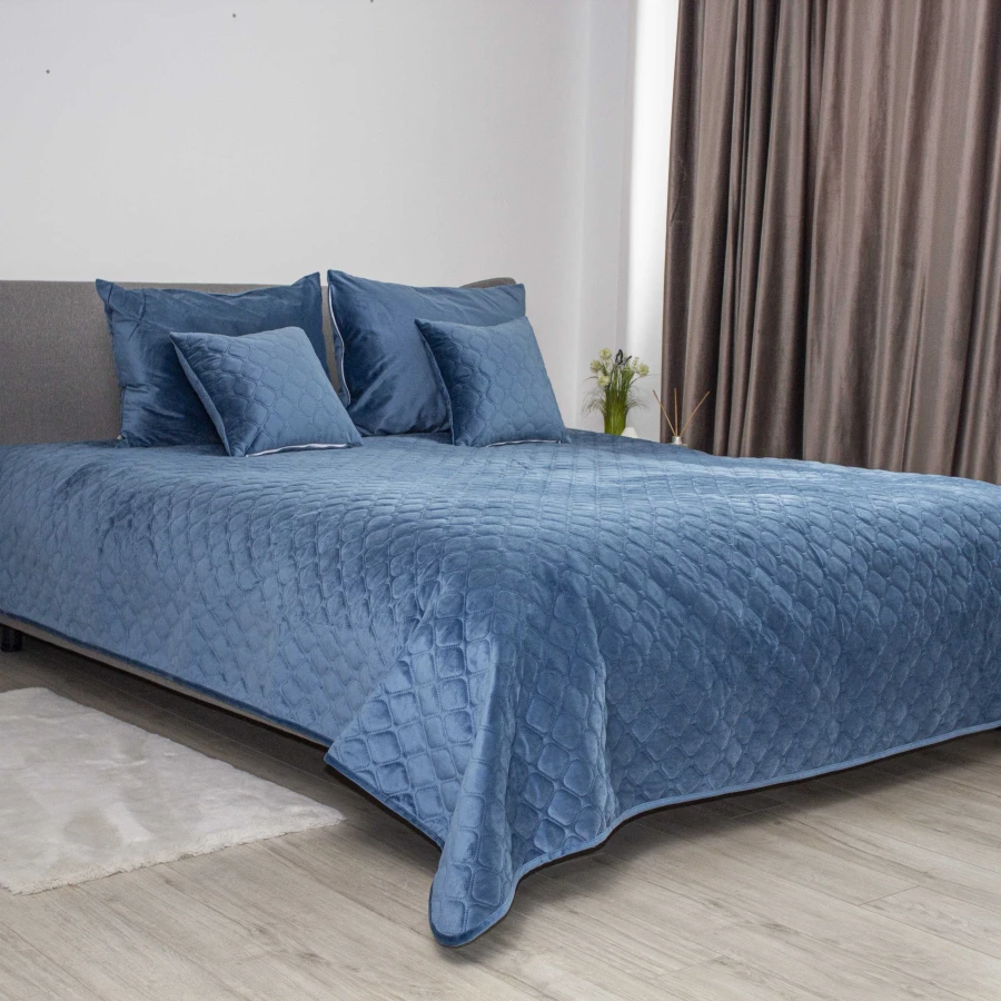 Покривало ТЕП "VELOUR" Azure blue/Ромб круглий