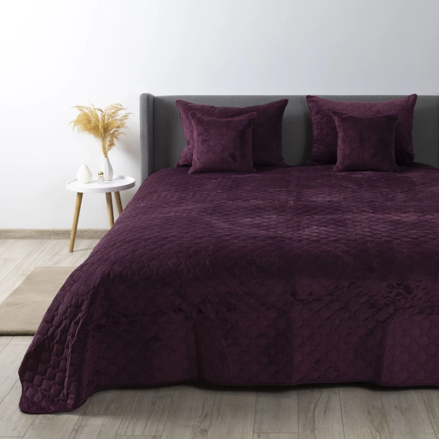 Покривало ТЕП "VELOUR" Бордо/Ромб круглий