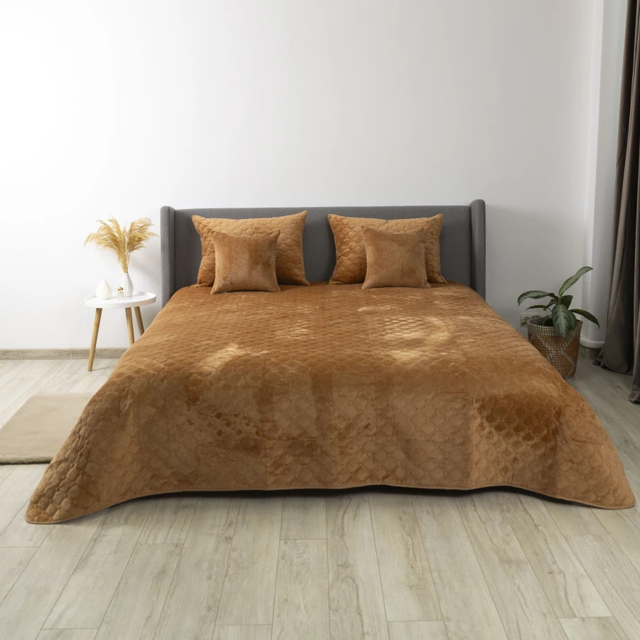 Покривало ТЕП "VELOUR" Кофейне/Ромб круглий