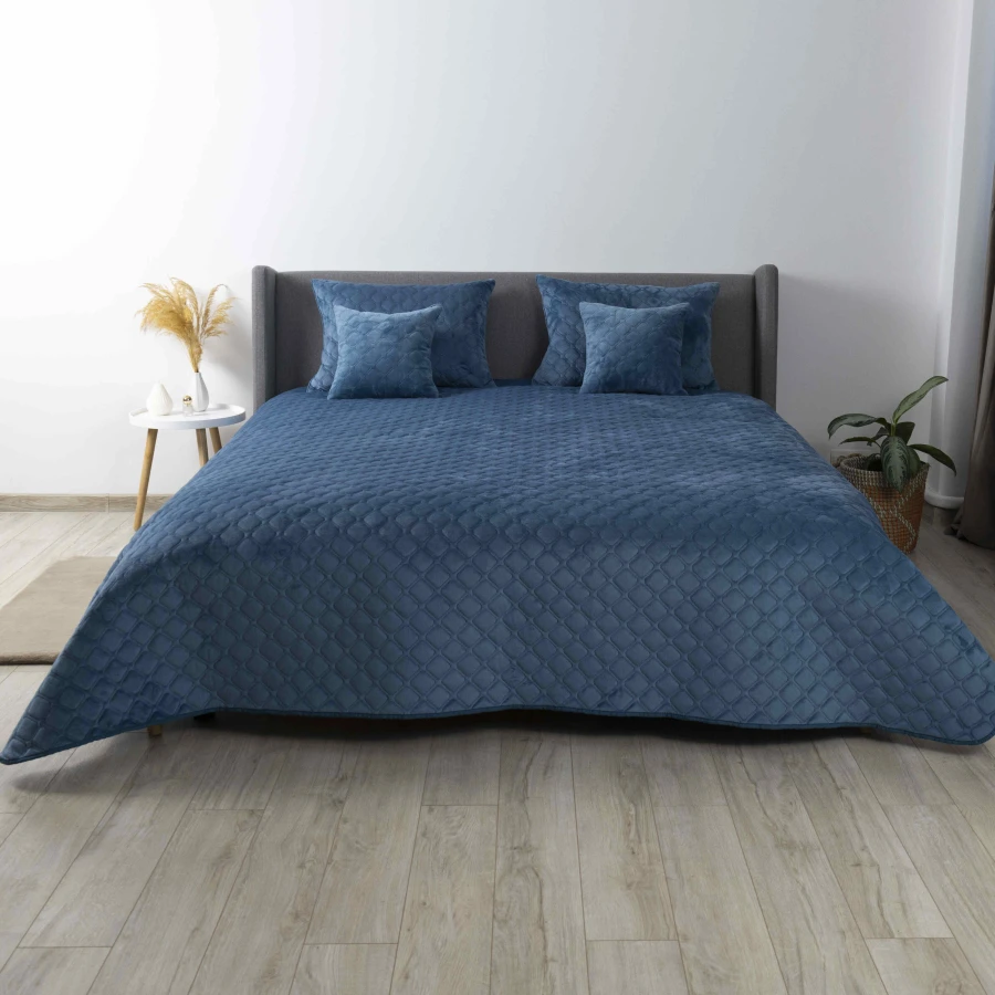 Покривало ТЕП "VELOUR" Cиній/Ромб круглий